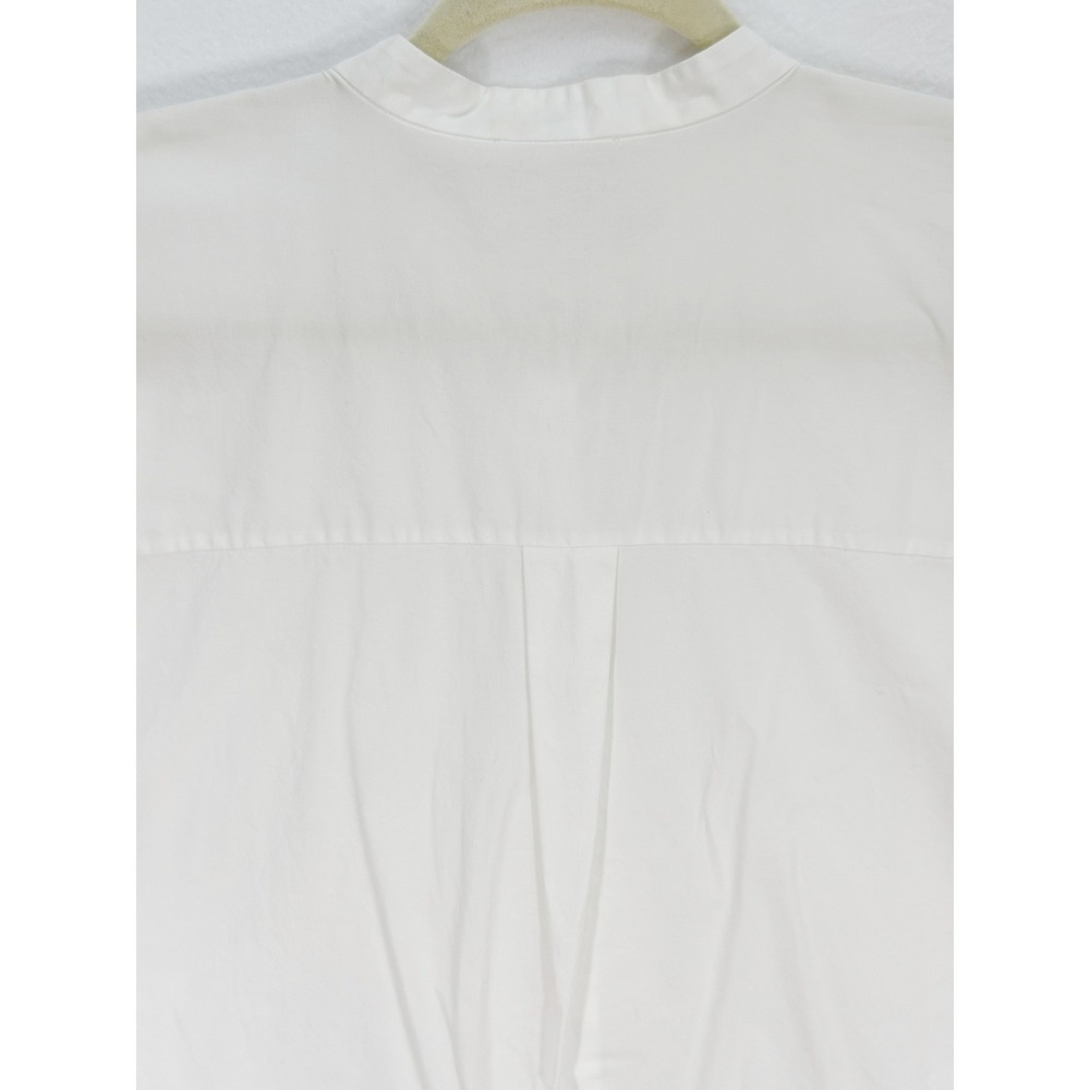 Eileen Fisher Mandarin Collar Shirt Organic Cotton Boxy Button White Size Medium - Picture 8 of 11